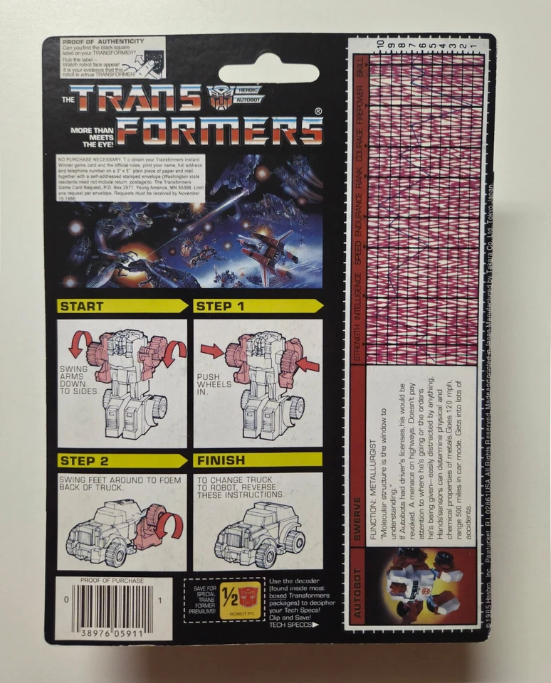 TRANSFORMERS G1 SWERVE MOSC US SELLER RARE! AUTOBOT MINI BOT CAR TOY ROBOT - Image 2 of 3