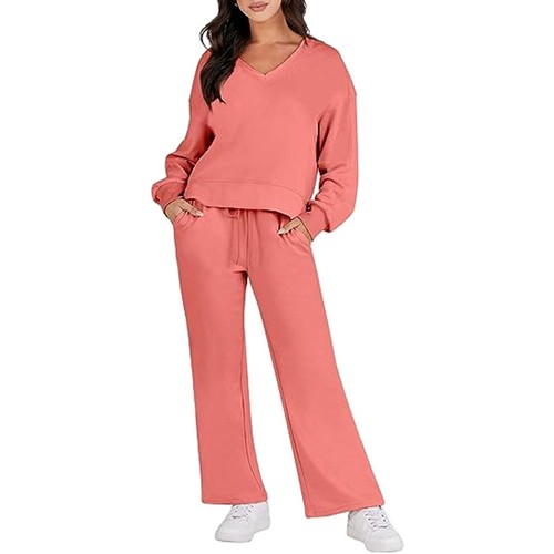 Women's Two Piece Outfits Long Sleeve Crewneck Sweatsuit with Jogger Pants Sets - Picture 12 of 33