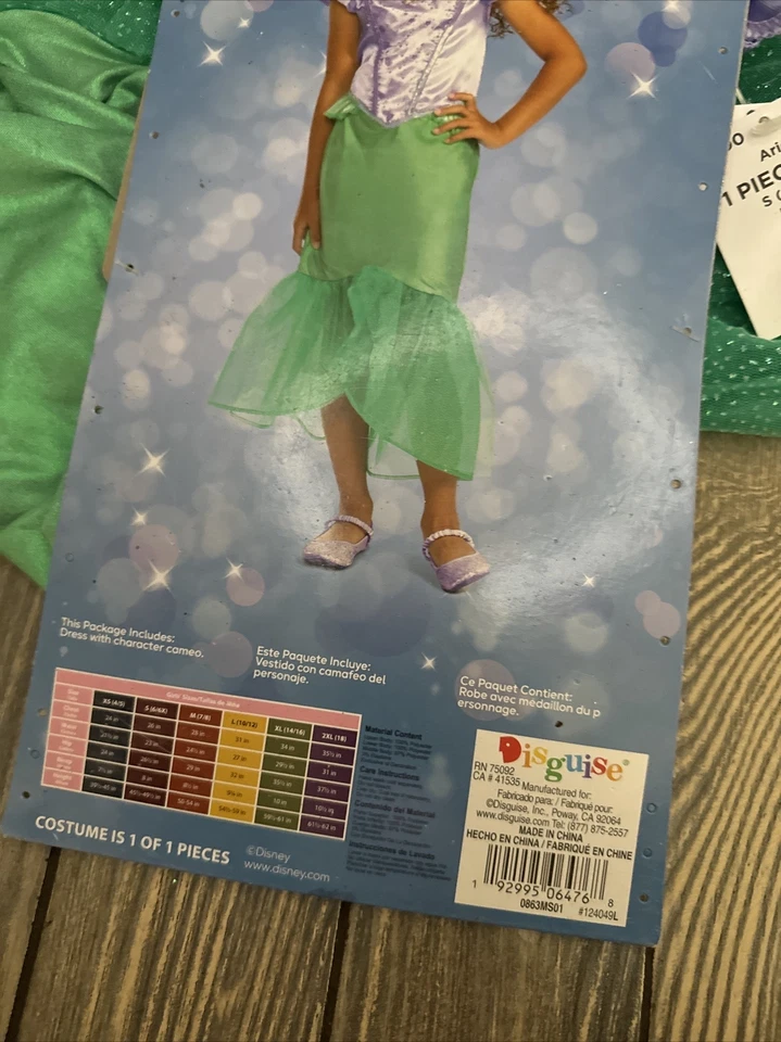 Little Mermaid Ariel 2023 Movie Halloween Costume Disguise  Size S 6/6X - Image 3 of 3