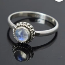 Natural Moonstone Gemstone 925 Sterling Silver Handmade Ring For Gift Her C-266