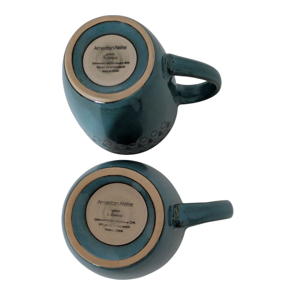 Conjunto de 2 canecas de café American Atelier Delilah grés cônicas redondas azul e preto - Imagem 4 de 4