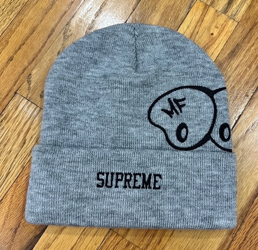 NEUF DANS SON SAC Supreme MF DOOM Box Logo Gris Bruyère Bonnet FW23