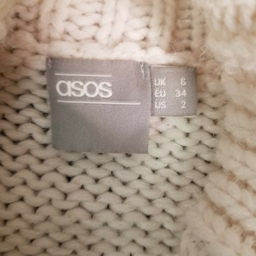 Asos Cowl Neck Sweater Womens Ivory Long Sleeves Size 2 - Picture 7 of 9