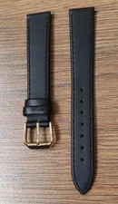 16mm VINTAGE APOLLO PRESTIGE CALF LEATHER BLACK WATCH STRAP GOLD BUCKLE NOS