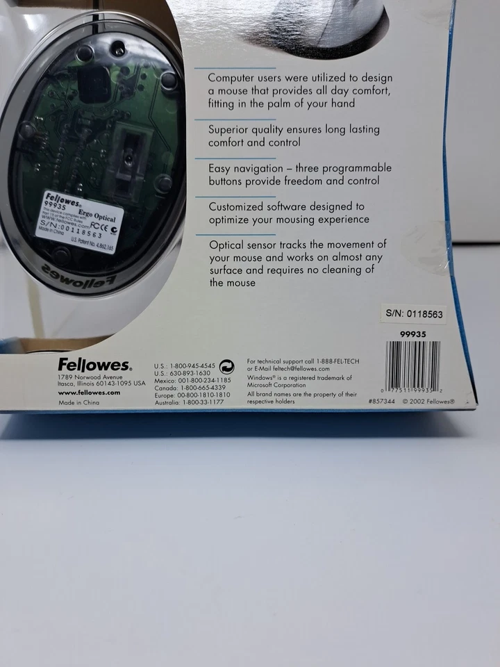 Vtg. Fellowes Ergo Optical Mouse #99935 - Image 3 of 4