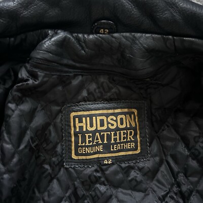 Vintage Hudson Leather Asymmetrical Zip Motorcycle Jacket Sz 42