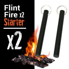 2X Flint Fire Starter Rod Camping Outdoor Camping 5" Ferrocerium with Keyring