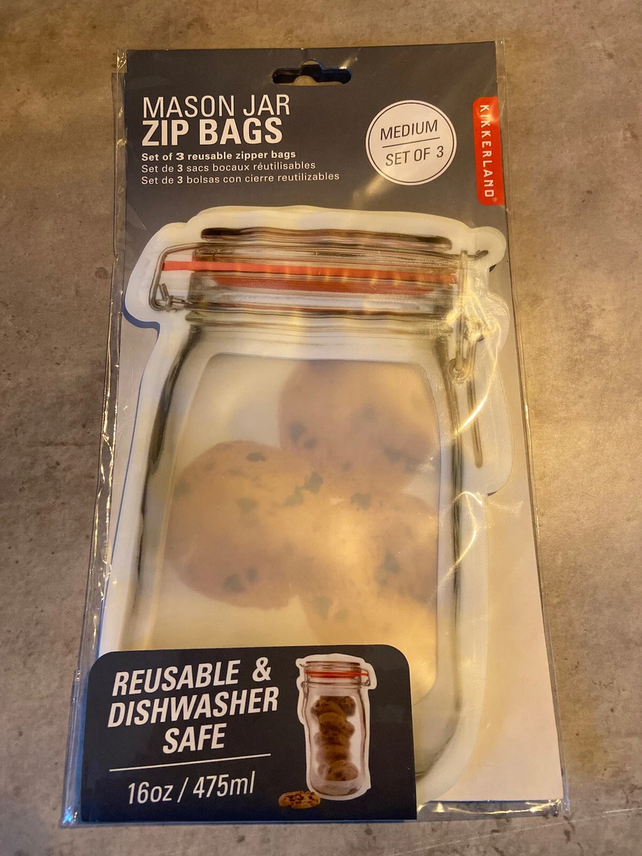 Kikkerland Zipper Mason Jar Bags Medium