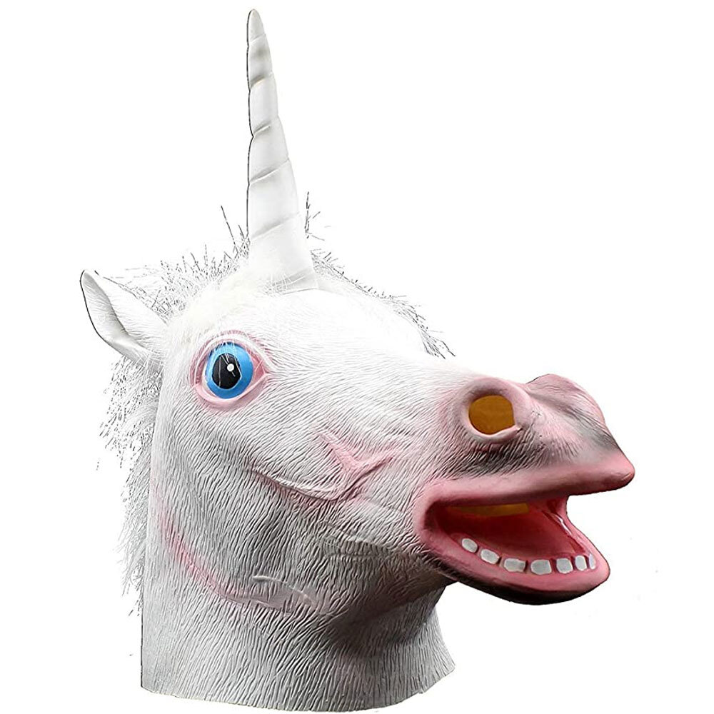 RUBBER HORSE HEAD MASK PANTO FANCY PARTY COSPLAY HALLOWEEN ADULT
