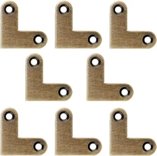 8pcs Antique Brass L Shape Corner Brackets Flat Brace Plates for Drawer Cabinet
