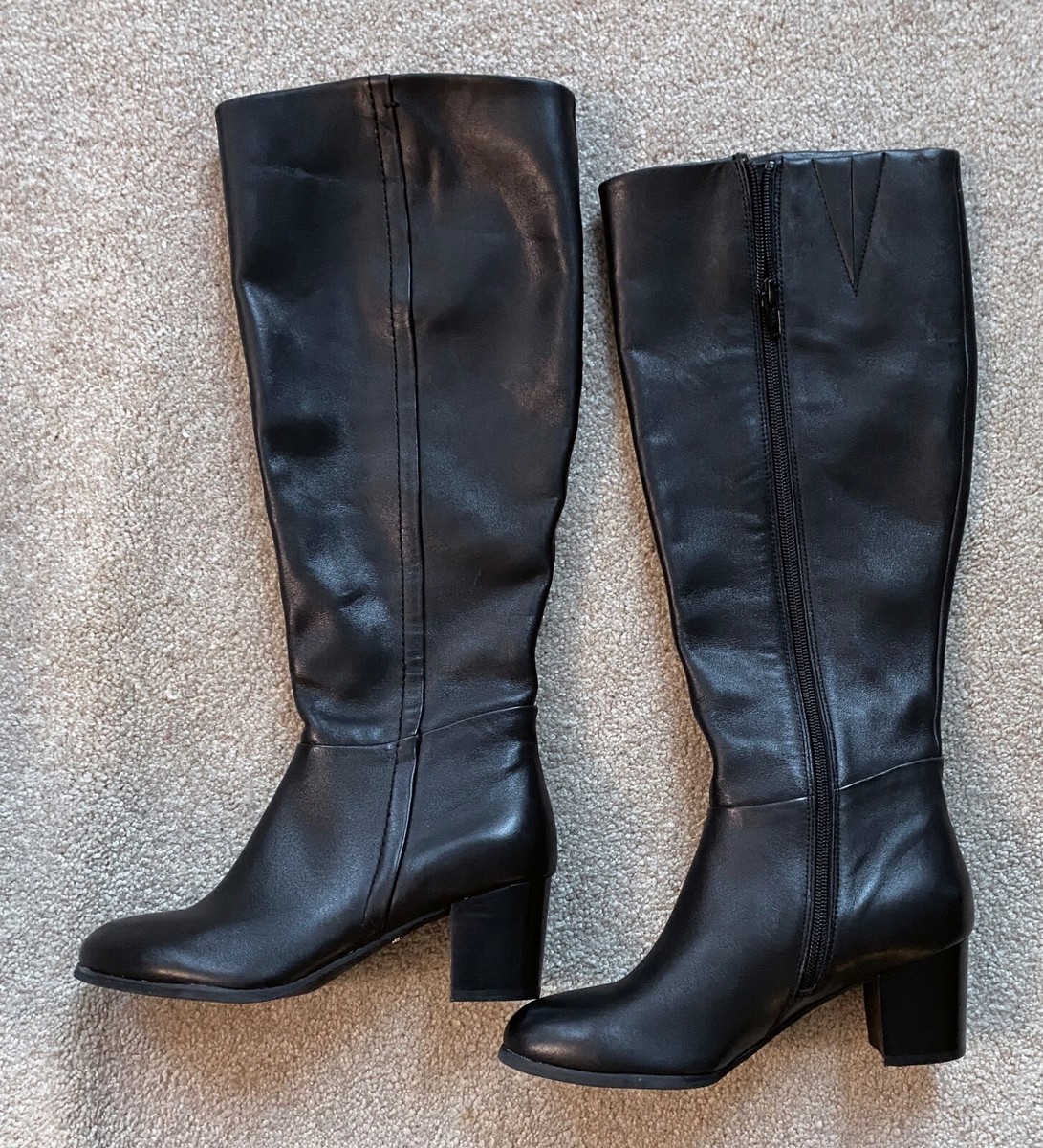 NEW! Vionic Tahlia Womens Knee High Black Leather Boots, Block
