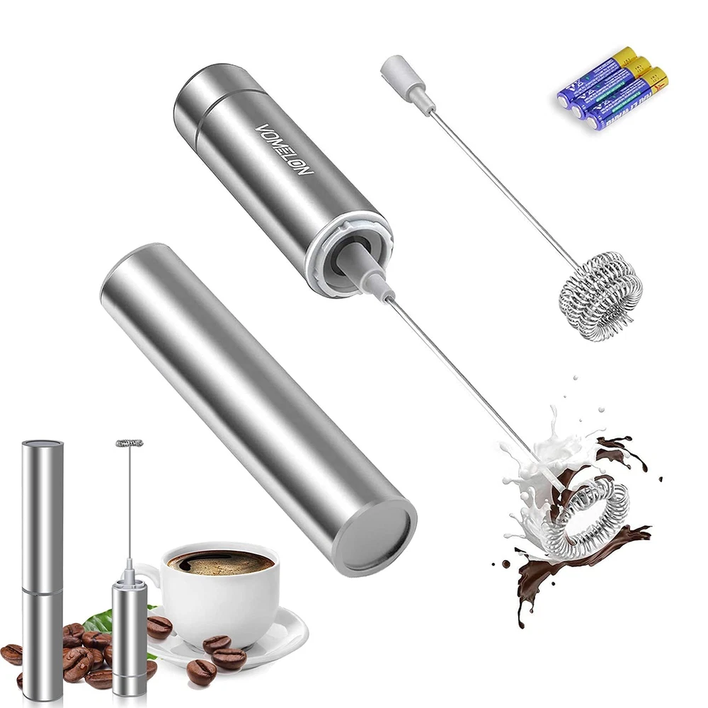 Milk Frother Handheld, Battery Operated Travel Coffee Frother Milk Foamer Dri...