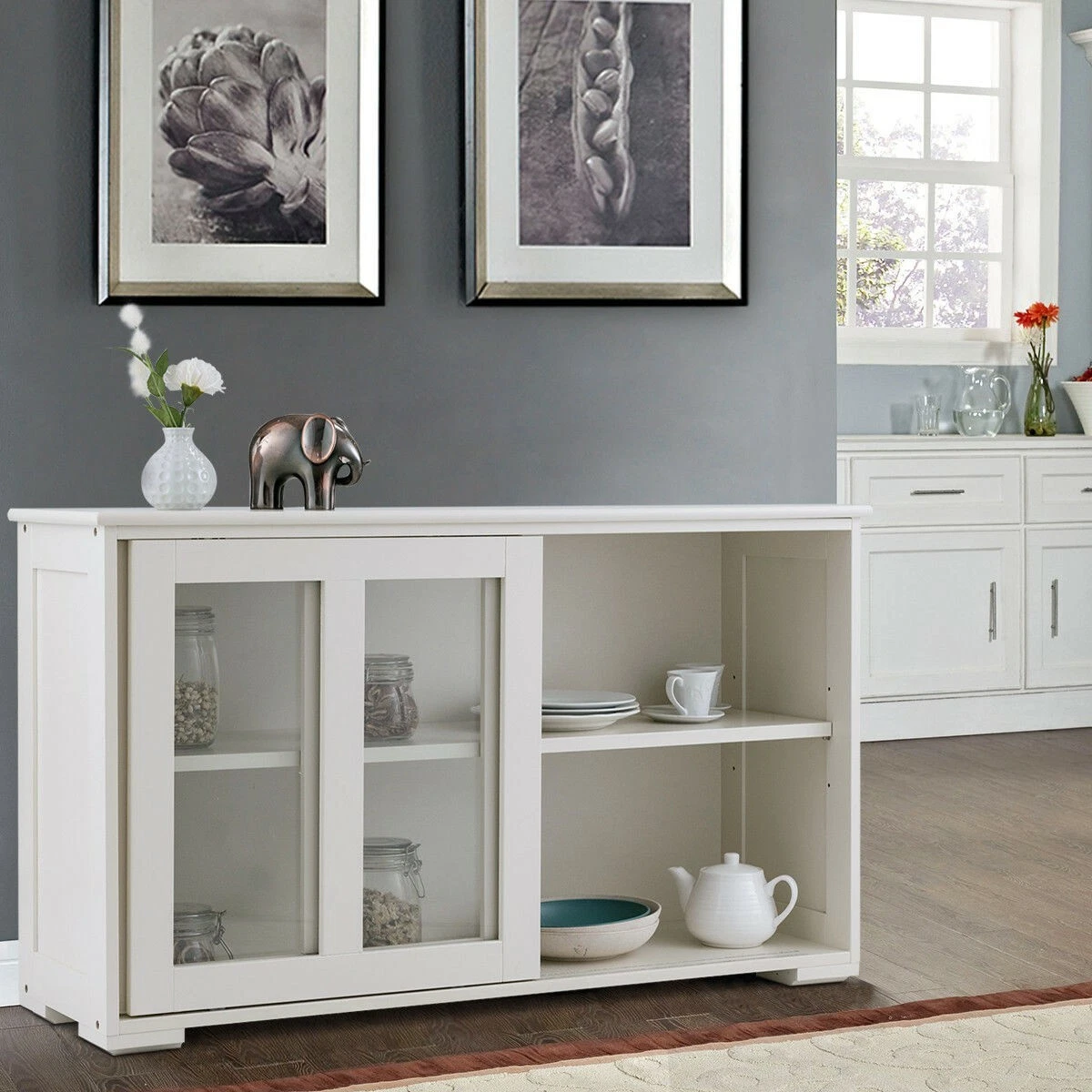 Sideboard buffet cupboard storage cabinet with sliding door deals
