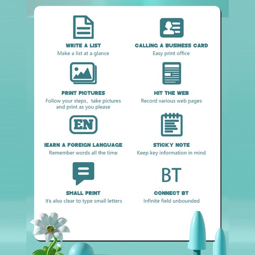 -Stampante Termica, Multifunzione, Portatile, Sticker Maker, Istantaneo T2V7 - Foto 4 di 12