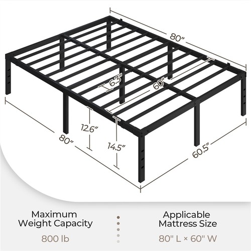 14 Inch Metal Platform Bed Frame with Heavy Duty Steel Slat Support Non-Slip - Picture 23 of 23