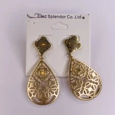 Goldtone Teardrop Dangle Earrings New