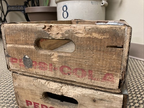 Lot Of 2 Vintage Wooden Soda Crates Pepsi Cola Wood Box Crate ((P)) - 第 8/20 張圖片