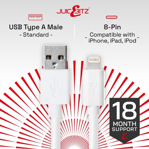 JuicEBitz® Heavy Duty Sync Charger Kabel USB do iPhone 14 13 12 11 iPad Air 2 - Zdjęcie 23 z 58