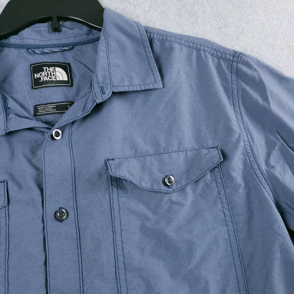 Camisa con botones The North Face para hombre talla XL azul manga corta camisa de nailon Foto 4 de 4
