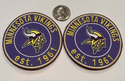 (2)-Minnesota Vikings vintage Style embroidered iron on Patches 3 x 3  Bea