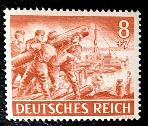 1943 WWII NAZI GERMANY MILITARY ASSAULT PIONEERS AT WORK NAZI WAR MINT STAMP! - Imagen 1 de 1