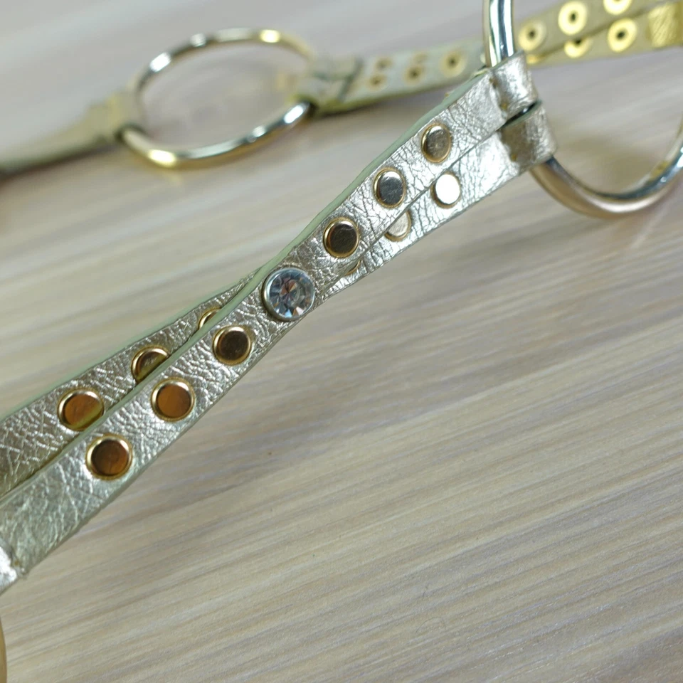 Cinturón Calvin Klein XS Oro Cadena Eslabón Metal Tachonado Estrás Metálico Moda Foto 4 de 4