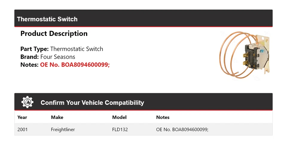 Interruptor termostático Freightliner FLD132 2001 4 estaciones Foto 2 de 4