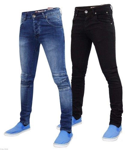 Mens Skinny Jeans Slim Fit Stretch Biker Denim Cotton Trousers Pants All Waist