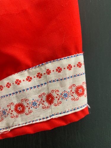 Vestido Jumper Vintage 1970 Bebé Rojo Brillante con Detalle de Cinta * Navidad * Vacaciones - Imagen 2 de 3