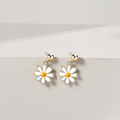 JAYARE Mädchen Ohrringe - Gänseblümchen 925 Silber Ohrstecker