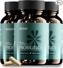 BIOMA Probiotics for Digestive Health, 3 in 1 Gut Health and...