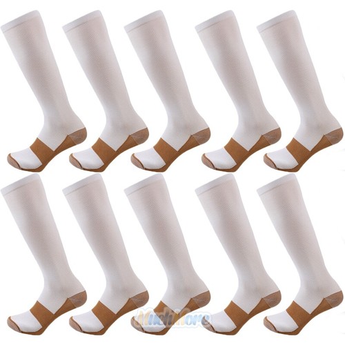(10 Pairs) (S-XXXL) Copper Support Socks Compression 20-30mmHg Knee High Unisex - Bild 16 von 18