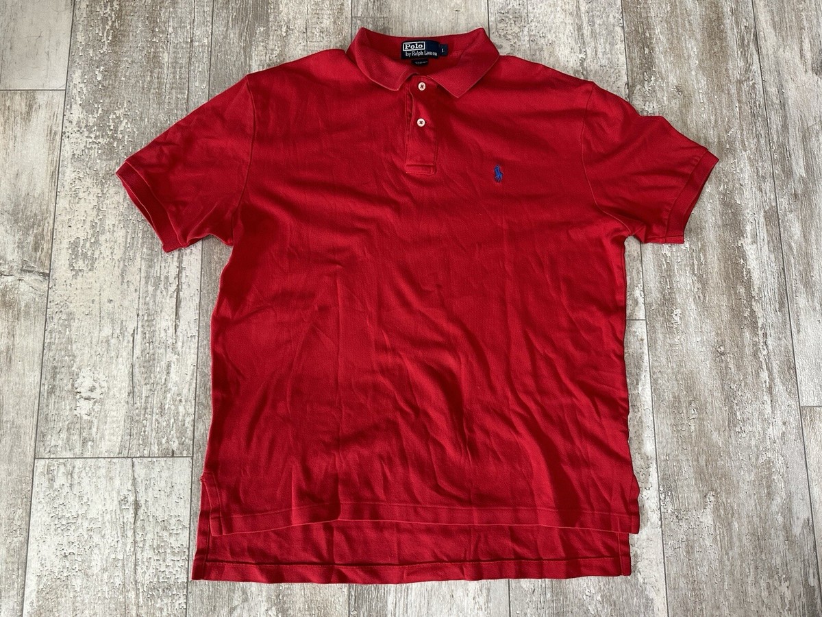Vtg 90's Polo Ralph Lauren Red Mens Short Sleeve Golf Polo Shirt L