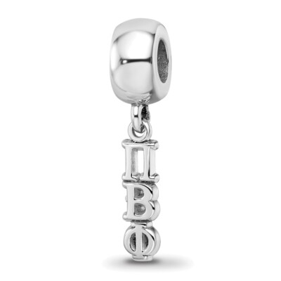 Sterling Silber LogoArt Pi Beta Phi vertikale Buchstaben auf Perle Charm