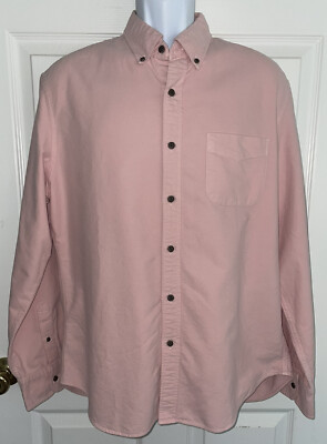 J Crew Sz LARGE Pink Garment Dye Slim Untucked Button Up L/S Cotton Shirt EUC