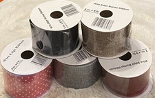 LOT OF 2 ROLLS OF 9' FT x 2" IN WIRE EDGE RIBBON ASSORTED COLORS CHOOSE COLOR