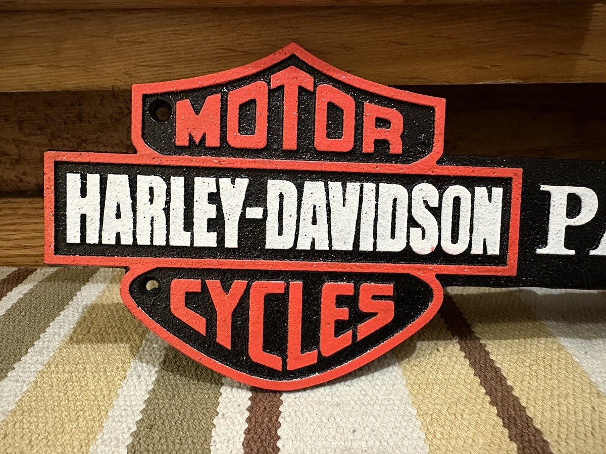 Harley-Davidson Motorcycle Parking Cast Iron Sign Arrow Vintage