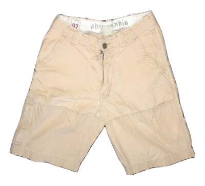 Boys ABERCROMBIE Khaki Cargo Shorts Boys 14 A&F Lt Orange