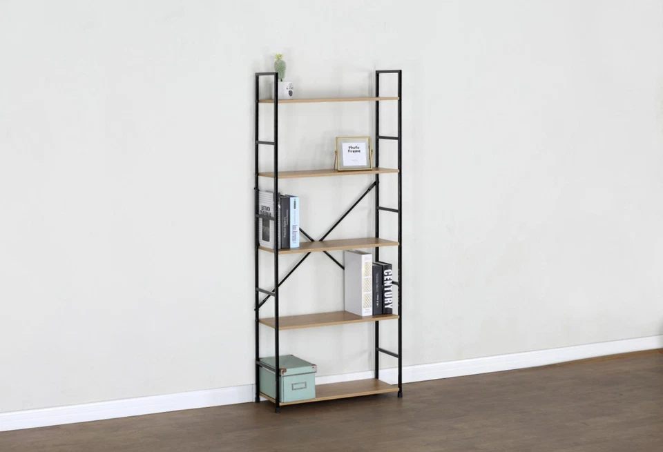 5 Tier Ladder Shelf Bookcase Wide Living Room Display Storage Shelving Unit - Image 4 of 4