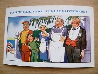 Comic Postkarte - WUNDERSCHÖNE LANDSCHAFT HIER! PALMEN, PALMEN ÜBERALL! ..
