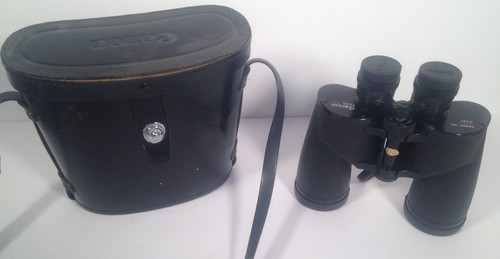 VINTAGE CANON 7X50 72 DEGREE BINOCULARS WITH ORIGINAL CAPS & CASE - JAPAN COATED