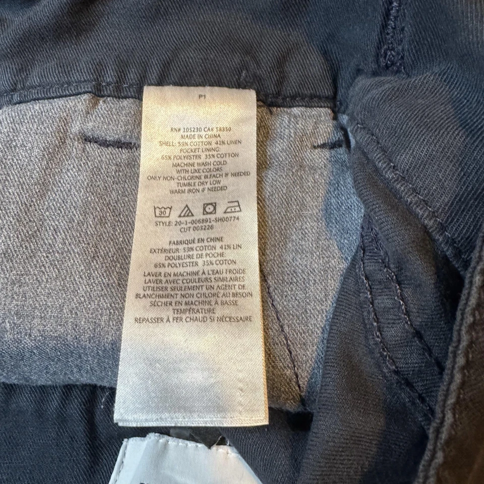 Pantalones Cortos Current/Elliott Para Mujer 25 Azul Marino Mezcla de Lino Tiro Alto Utilidad Hebilla Cintura Foto 4 de 4