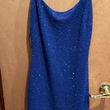 Windsor Blue Glitter Bodycon Mini Dress with Cowl Neck and Slit