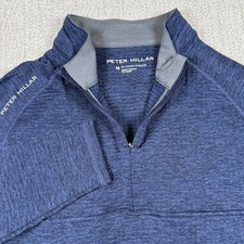 Peter Millar Men  s Medium Blue 1/4 Zip Waffle Fleece Performance Golf Pullover
