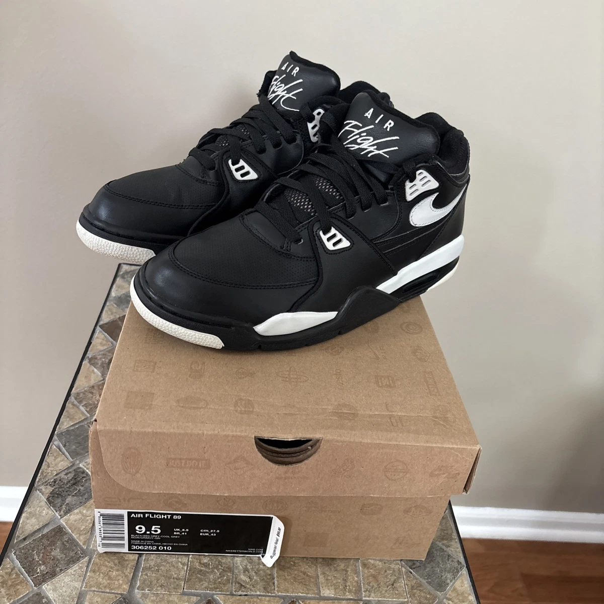 RARE NIKE 2012 Vintage Air Flight One Black BBall Shoes Size 9.5 Nike Air Flight Men main image 4