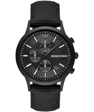 EMPORIO ARMANI RENATO CHRONOGRAPH AR11457 BLACK DIAL STRAP 43MM MENS WATCH