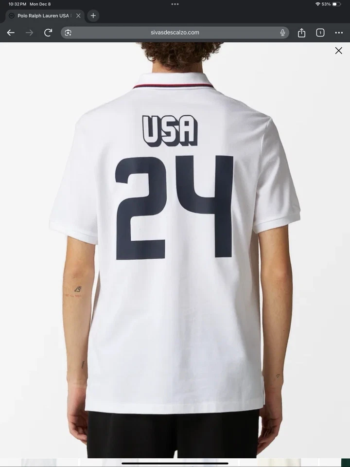 Polo Ralph Lauren EE. UU. Juegos Olímpicos Calce Clásico Polo Blanco Mediano. NUEVO Foto 3 de 3