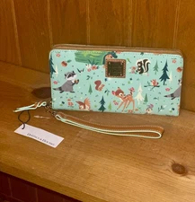 Disney Dooney & Bourke Bambi 20 Forest Friends Zip Wallet - NWT