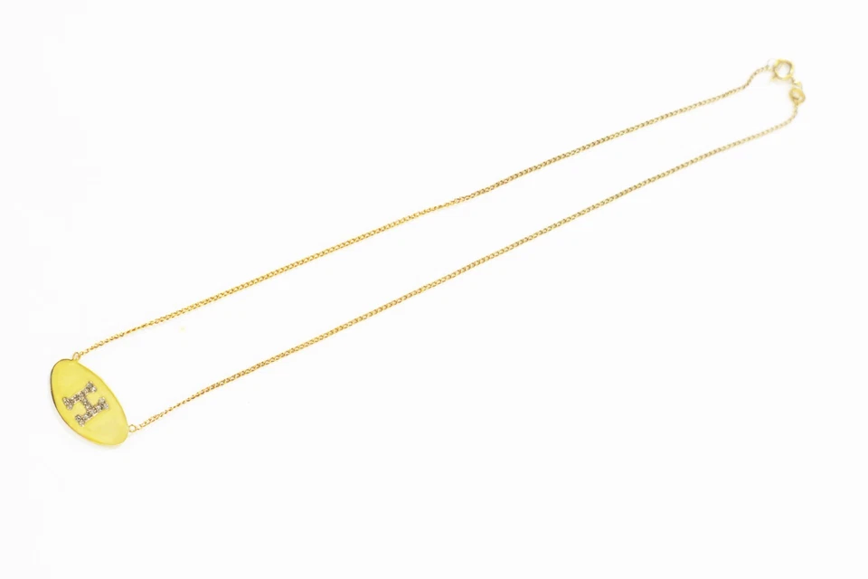 Collar Colgante Oro 18k con Letra H en Pavé de Diamantes Foto 3 de 4