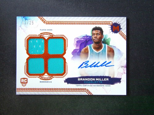 2023-24 Topps Motif Brandon Miller RC Rookie Quad Relic Patch Auto /25